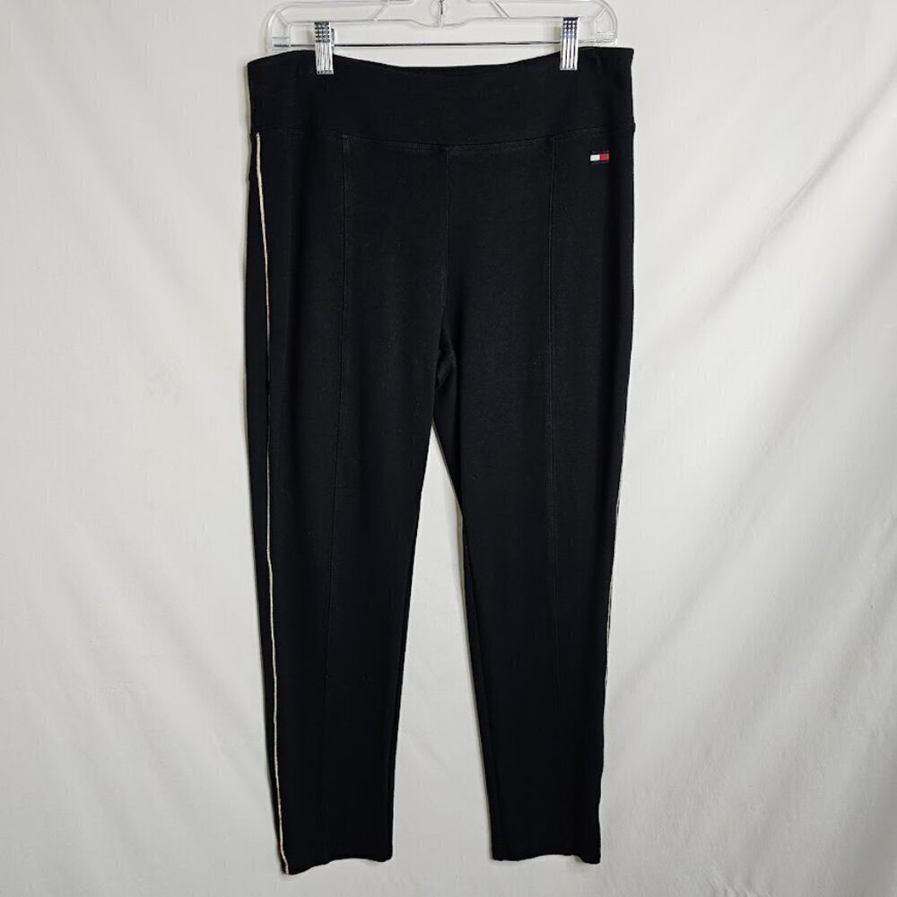 TOMMY HILFIGER SPORT Leggings Pants size XL BLACK Athleisure Casual Gym Athletic - Picture 2 of 9